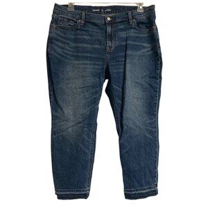 Women's OLD NAVY Unhemmed Mid-Rise Boyfriend Jeans Size 14 Petite